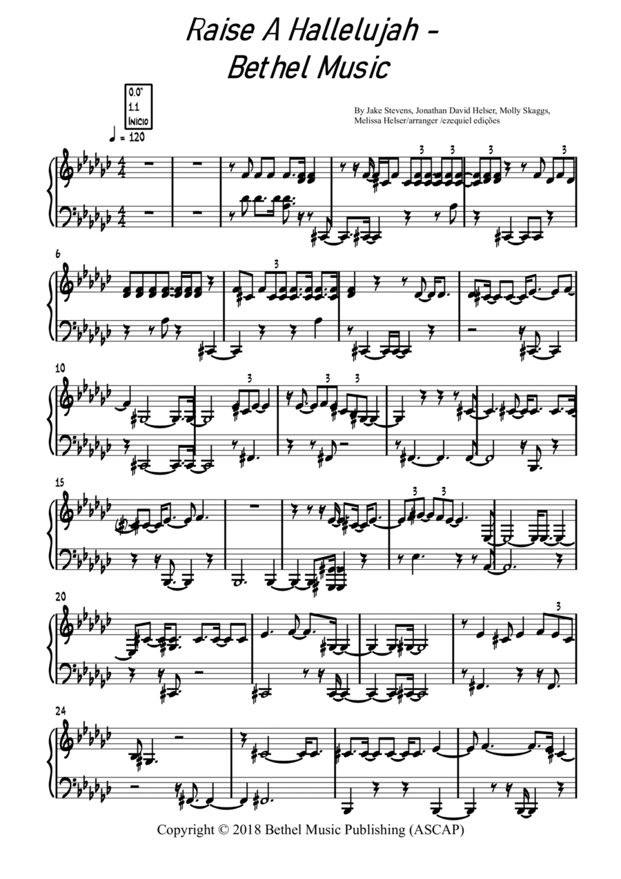 Raise A Hallelujah Piano Solo scores gallery preview page 1