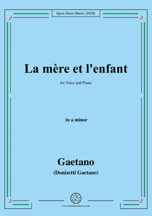 Book cover for Donizetti-La mere et l'enfant,in a minor,for Voice and Piano