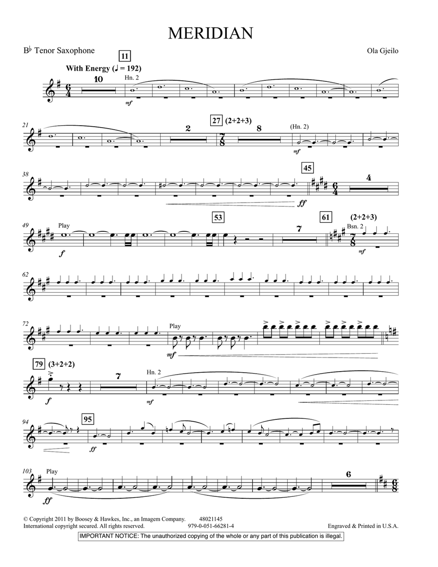 Meridian - Bb Tenor Saxophone Concert Band scores gallery preview page 1