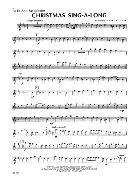 Christmas Sing-a-Long (for Band with Audience Participation): E-flat Alto Saxophone