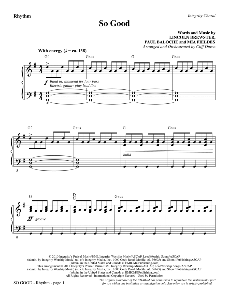 So Good - Rhythm Choir scores gallery preview page 1