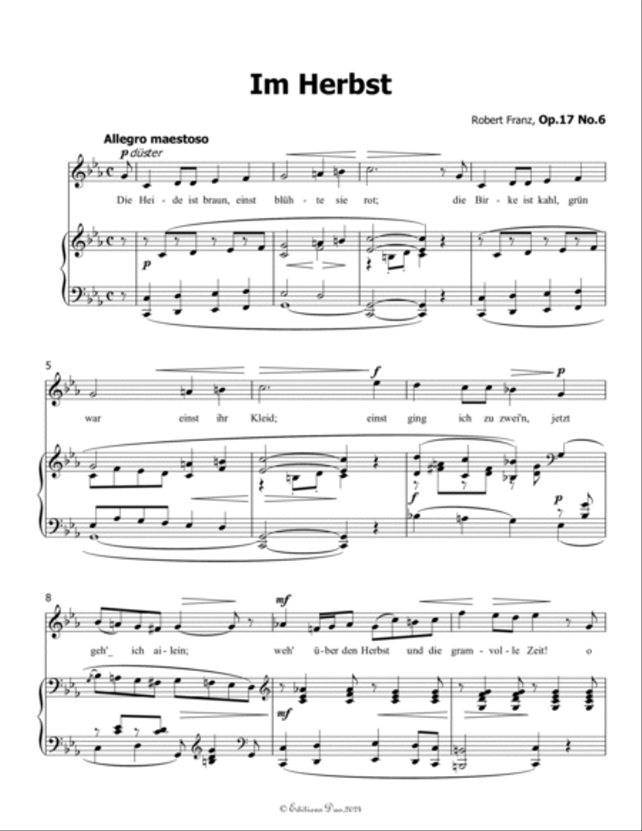 Im Herbst, by Robert Franz, in c minor Voice scores gallery preview page 3