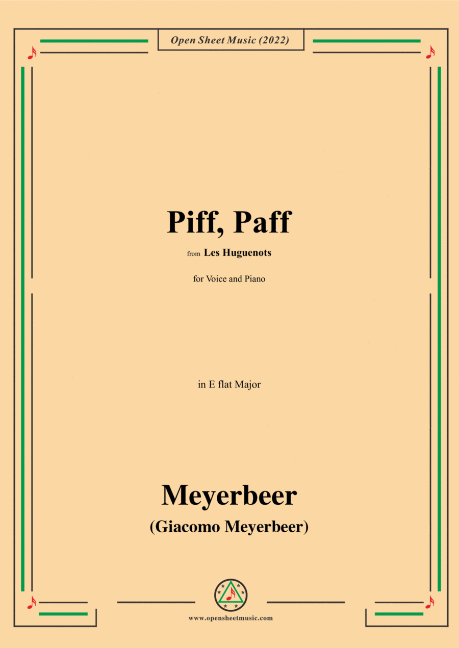 Meyerbeer-Piff,Paff,from Les Huguenots,for Voice and Piano Voice Solo scores gallery preview page 1