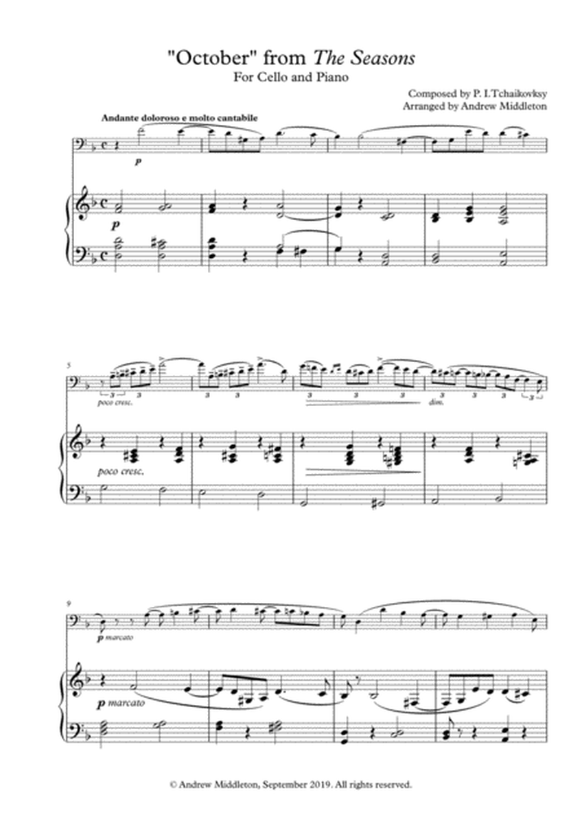 "October" from The Seasons arranged for Cello and Piano image number null