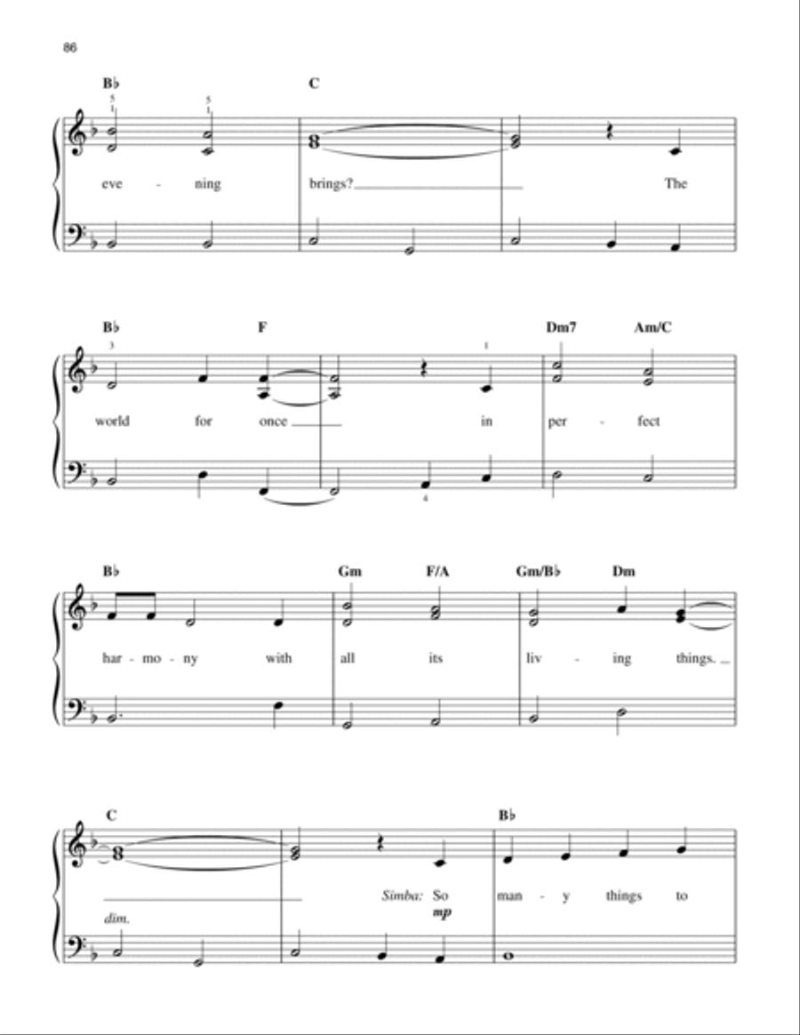 Can You Feel The Love Tonight (from The Lion King: Broadway Musical) Easy Piano scores gallery preview page 3
