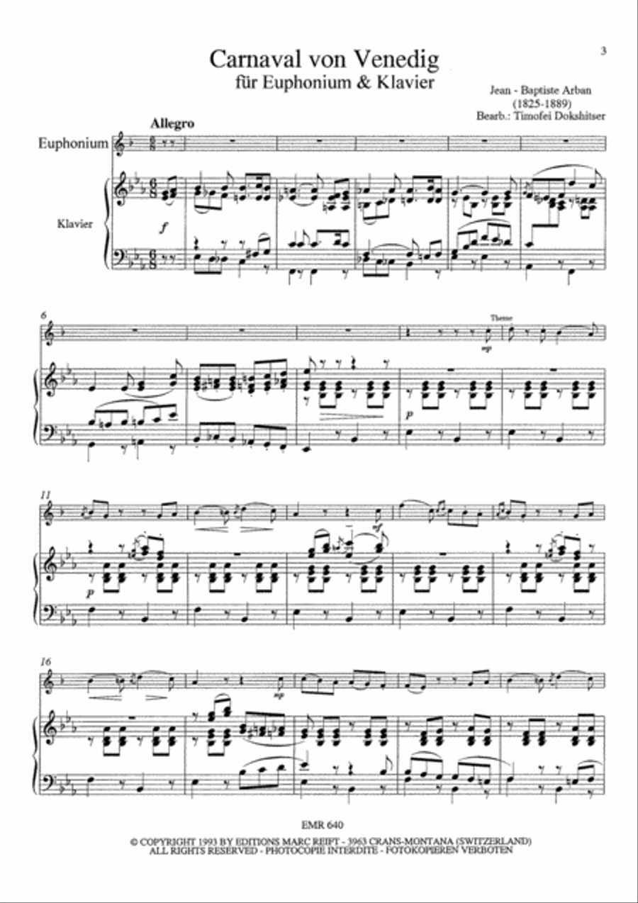 Carnaval von Venedig Euphonium scores gallery preview page 3