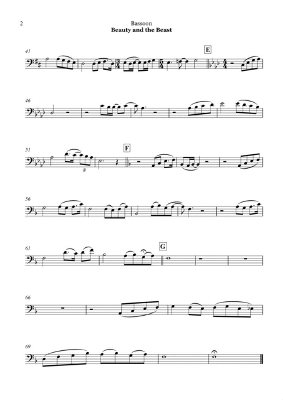 Beauty And The Beast Bassoon scores gallery preview page 2