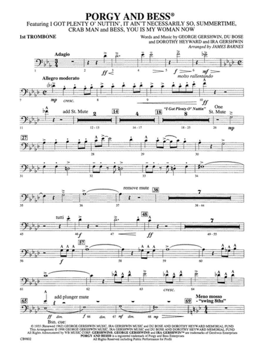Porgy and Bess® (Medley): 1st Trombone