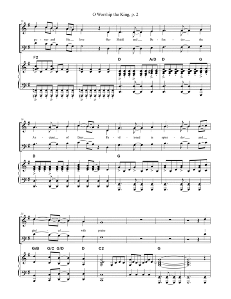 O Worship the King 3-Part scores gallery preview page 2