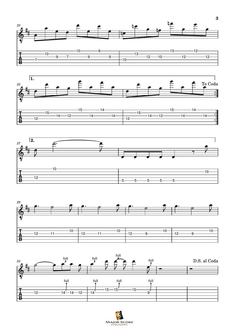 Sweet Child O' Mine Guitar Tablature scores gallery preview page 3