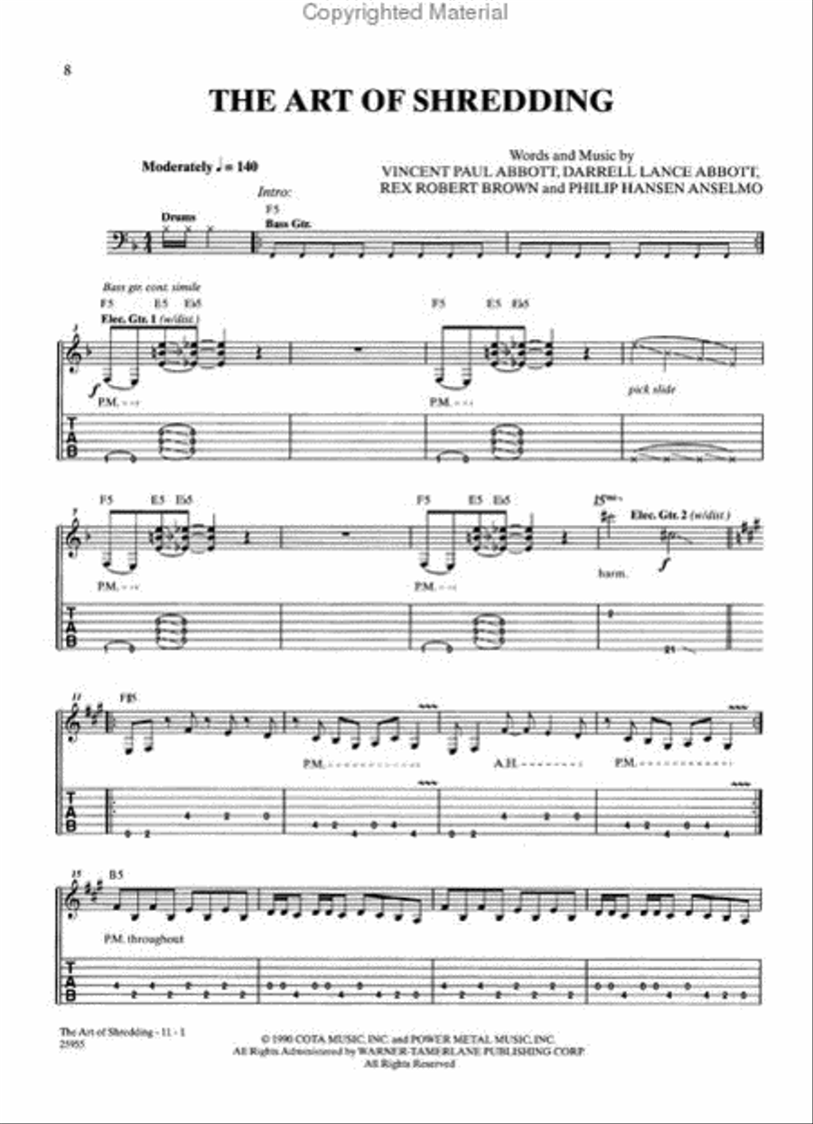 Pantera – Cowboys from Hell Electric Guitar scores gallery preview page 2
