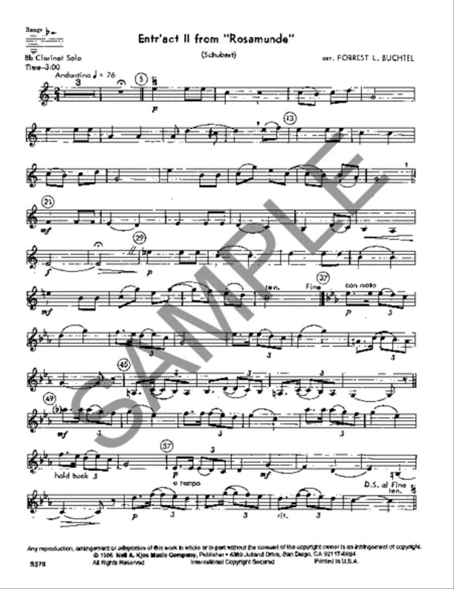 Entr Act Ii From Rosamunde Clarinet Solo scores gallery preview page 2