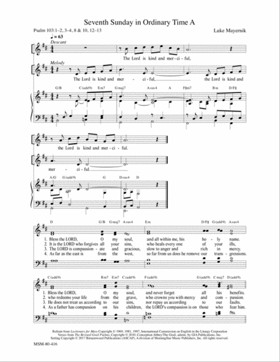 Seventh Sunday in Ordinary Time A 4-Part scores gallery preview page 1