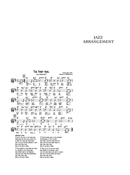 The First Noel - Lead sheet arranged in traditional and jazz style (key of D)