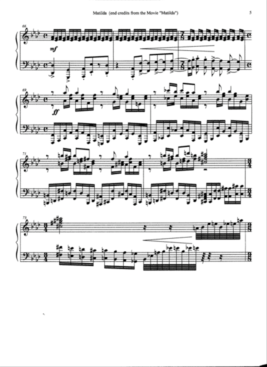 Matilda (film - Incidental Music) Piano Solo scores gallery preview page 5