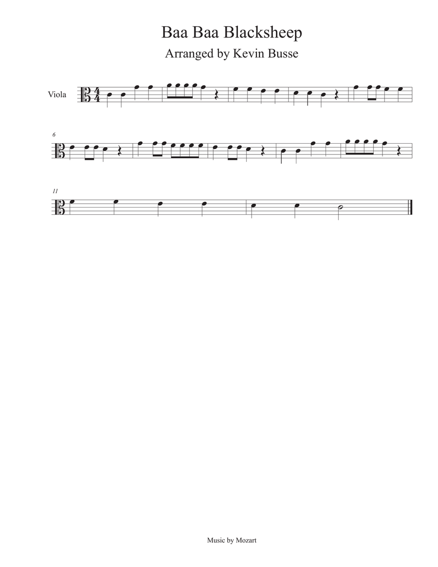 Baa Baa Black Sheep - Viola Viola Solo scores gallery preview page 1