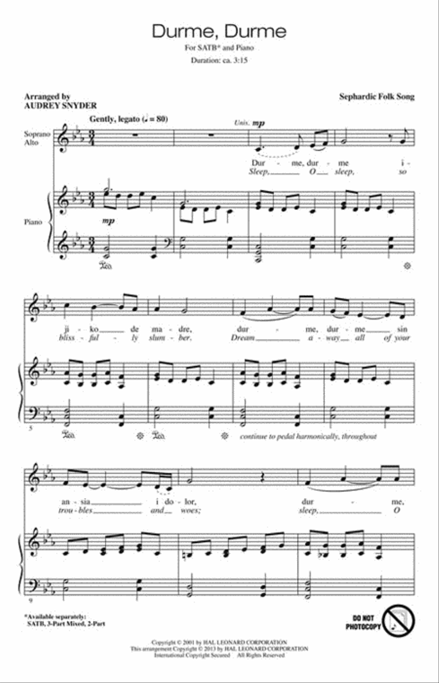Durme, Durme 4-Part scores gallery preview page 2