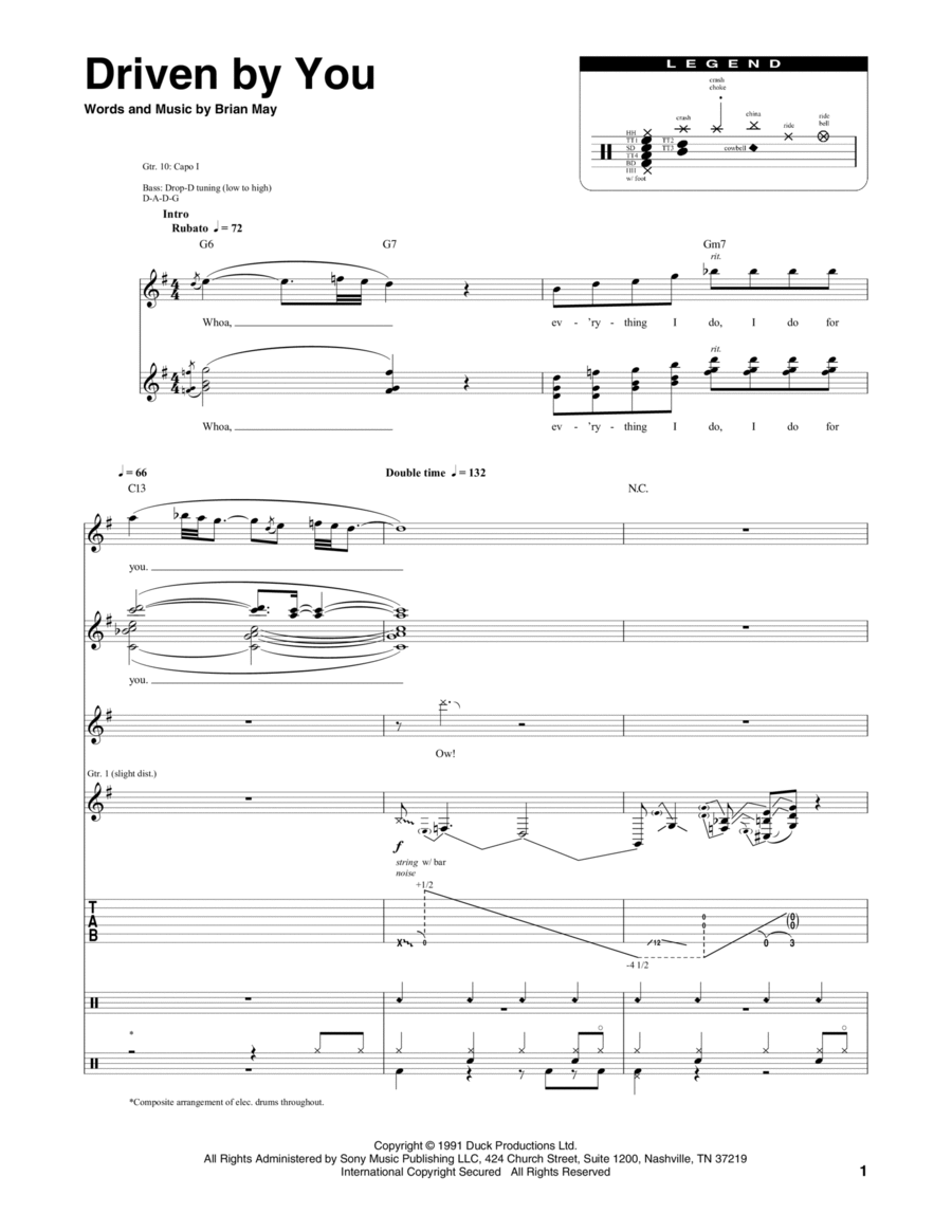 Driven By You Bass Voice scores gallery preview page 1