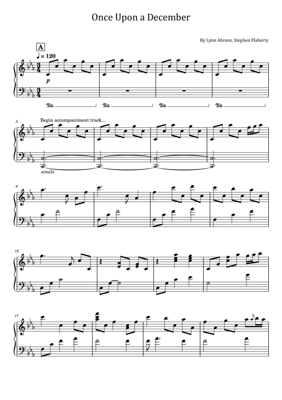 Once Upon A December Piano Solo scores gallery preview page 1