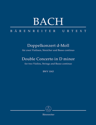 Book cover for Concerto for two Violins, Strings and Basso continuo in D minor, BWV 1043