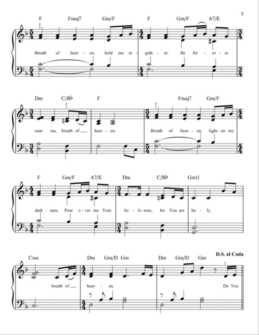 Breath Of Heaven (Mary's Song) Easy Piano scores gallery preview page 3