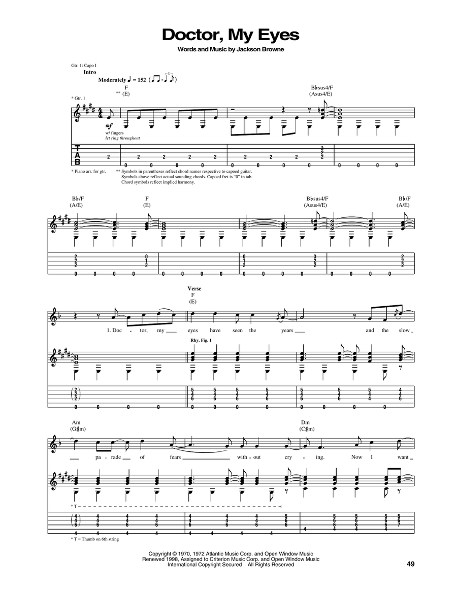 Doctor, My Eyes Acoustic Guitar scores gallery preview page 1