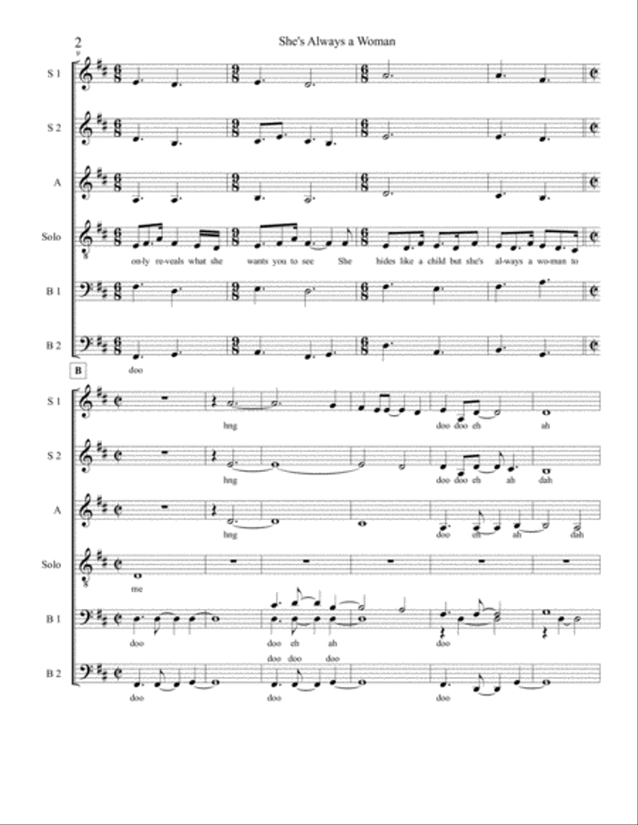 She's Always A Woman 4-Part scores gallery preview page 2