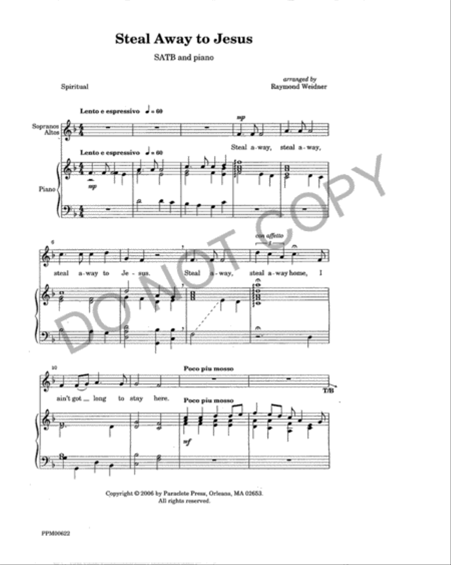Steal Away to Jesus 4-Part scores gallery preview page 2