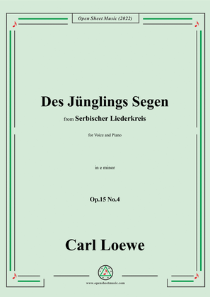 Book cover for Loewe-Des Junglings Segen,in e minor,Op.15 No.4