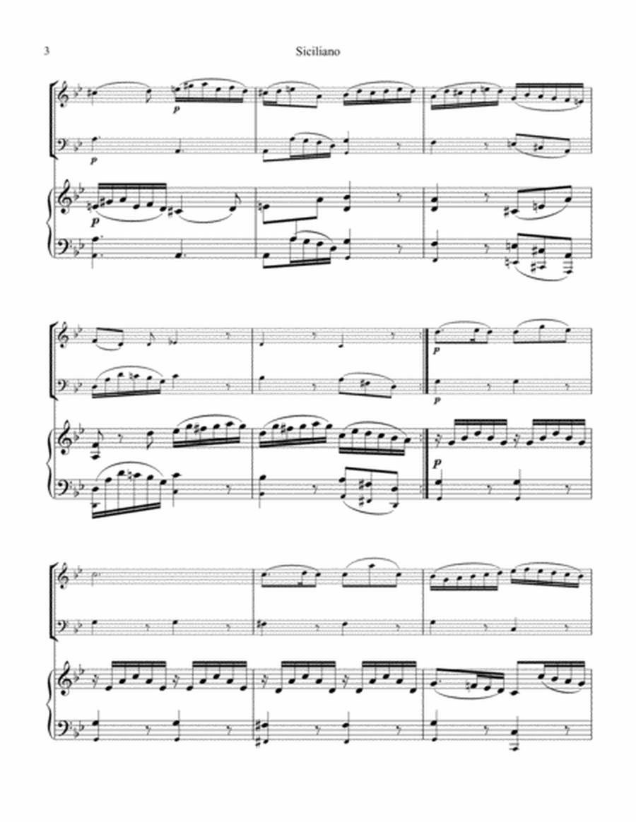 Siciliano BWV 1031 from flute sonata 2 for easy piano trio image number null