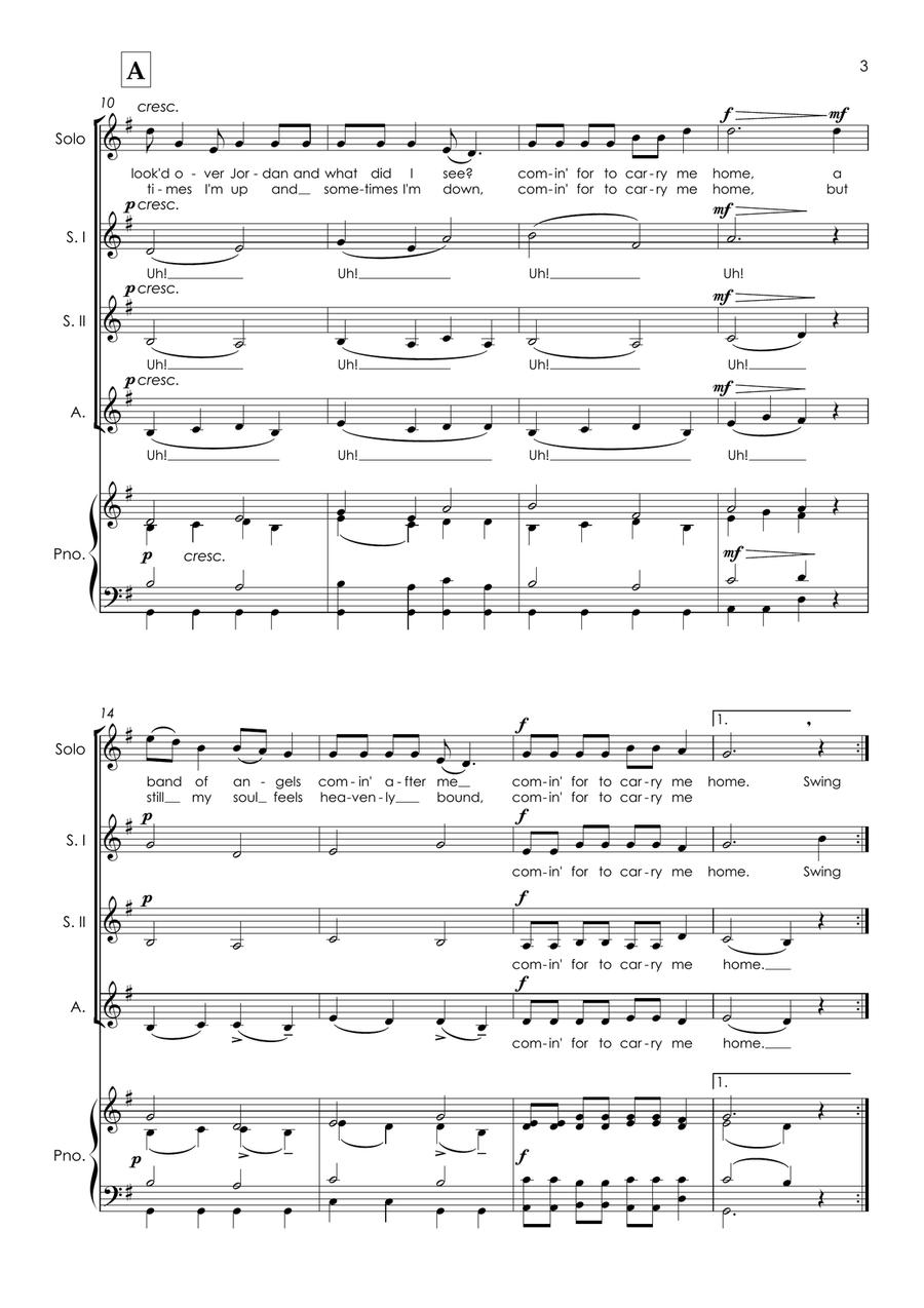 Swing Low, Sweet Chariot - SSA a cappella SSA scores gallery preview page 3