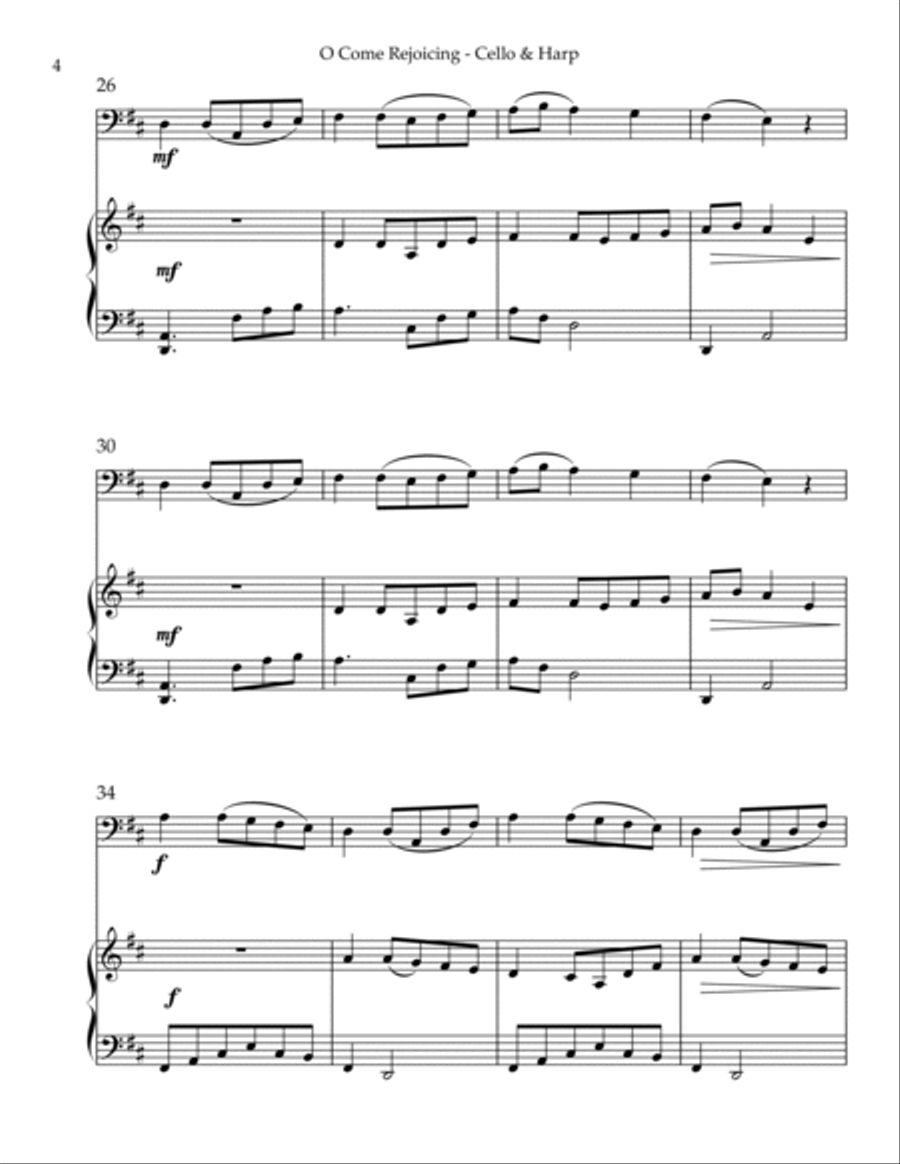 O Come Rejoicing, Duet for Cello & Harp String Duet scores gallery preview page 4