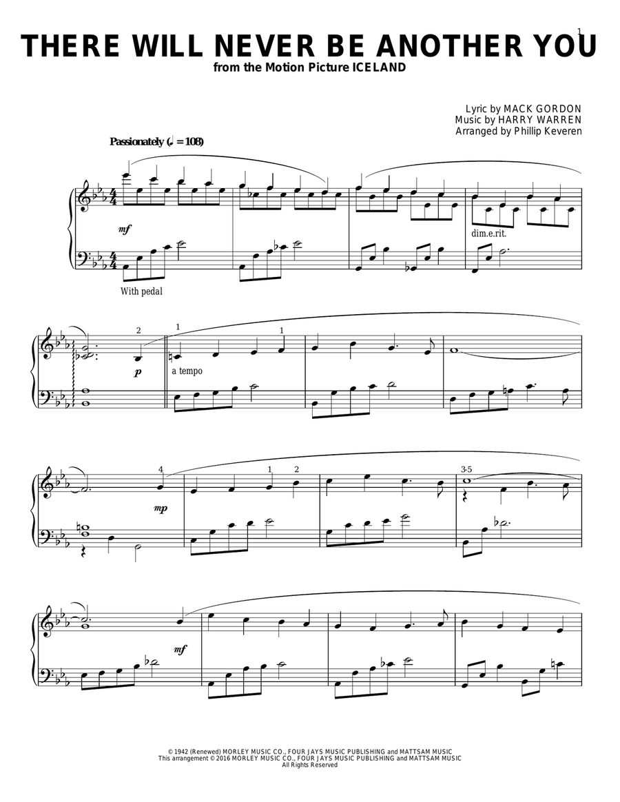 There Will Never Be Another You (arr. Phillip Keveren) Piano Solo scores gallery preview page 1