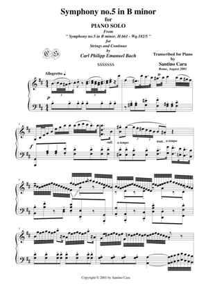 Book cover for Bach C.P.E. Symphony No.5 in B minor - Piano version