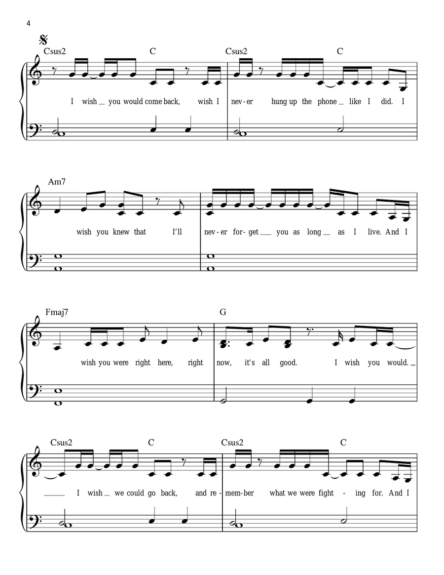 I Wish You Would Easy Piano scores gallery preview page 4
