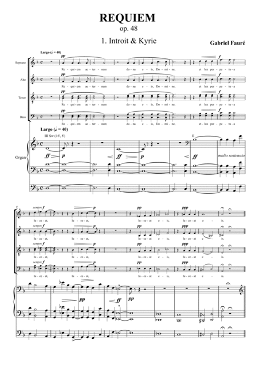 Requiem Op. 48 (Version for Soprano and Baritone solo, Mixed voices and Organ) Choir scores gallery preview page 2