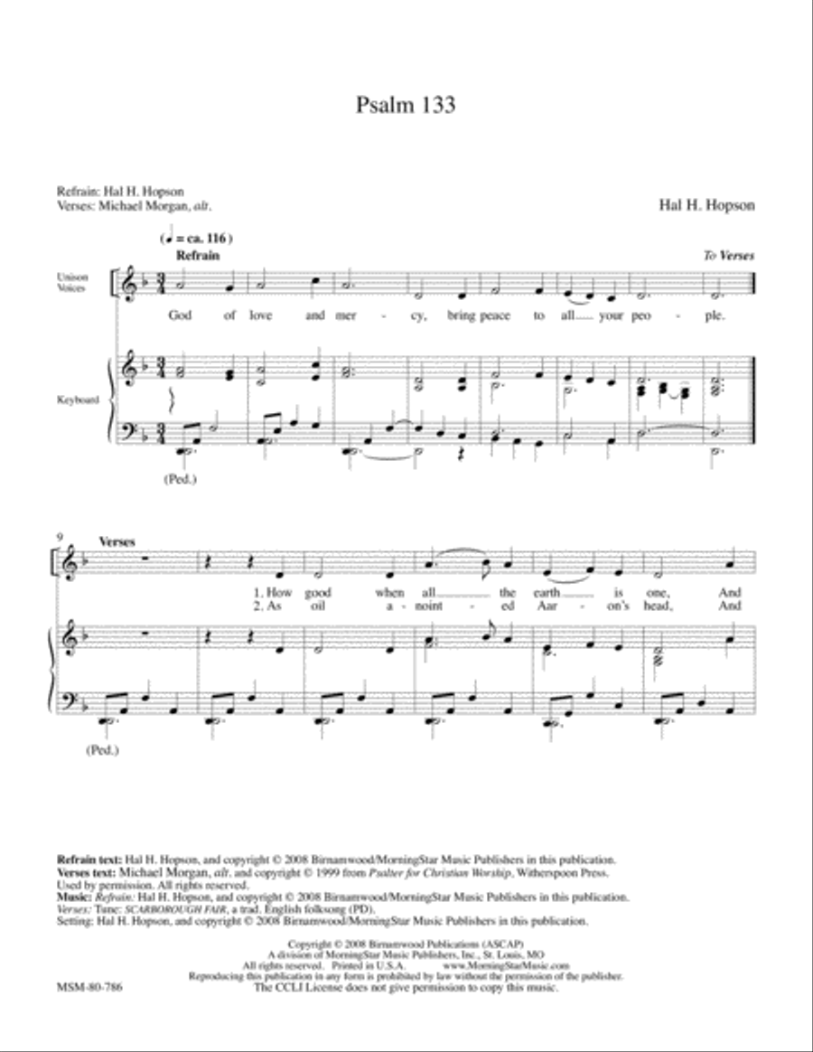 Psalm 133 4-Part scores gallery preview page 1