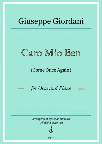 Caro Mio Ben (Come Once Again) - Oboe and Piano (Full Score and Parts) image number null