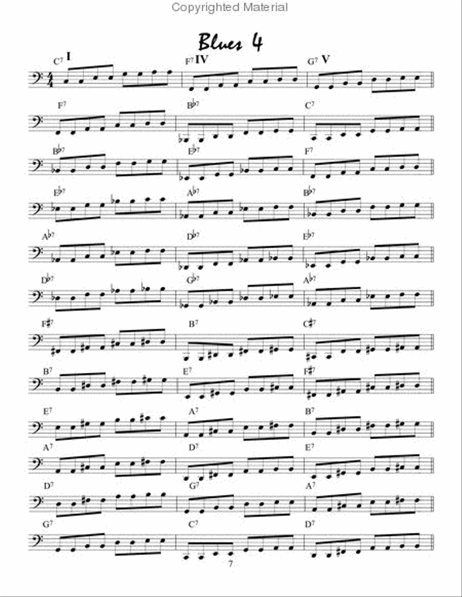 Blues Bass Lines for Piano/Keyboards in all 12 Keys Bass Guitar scores gallery preview page 2