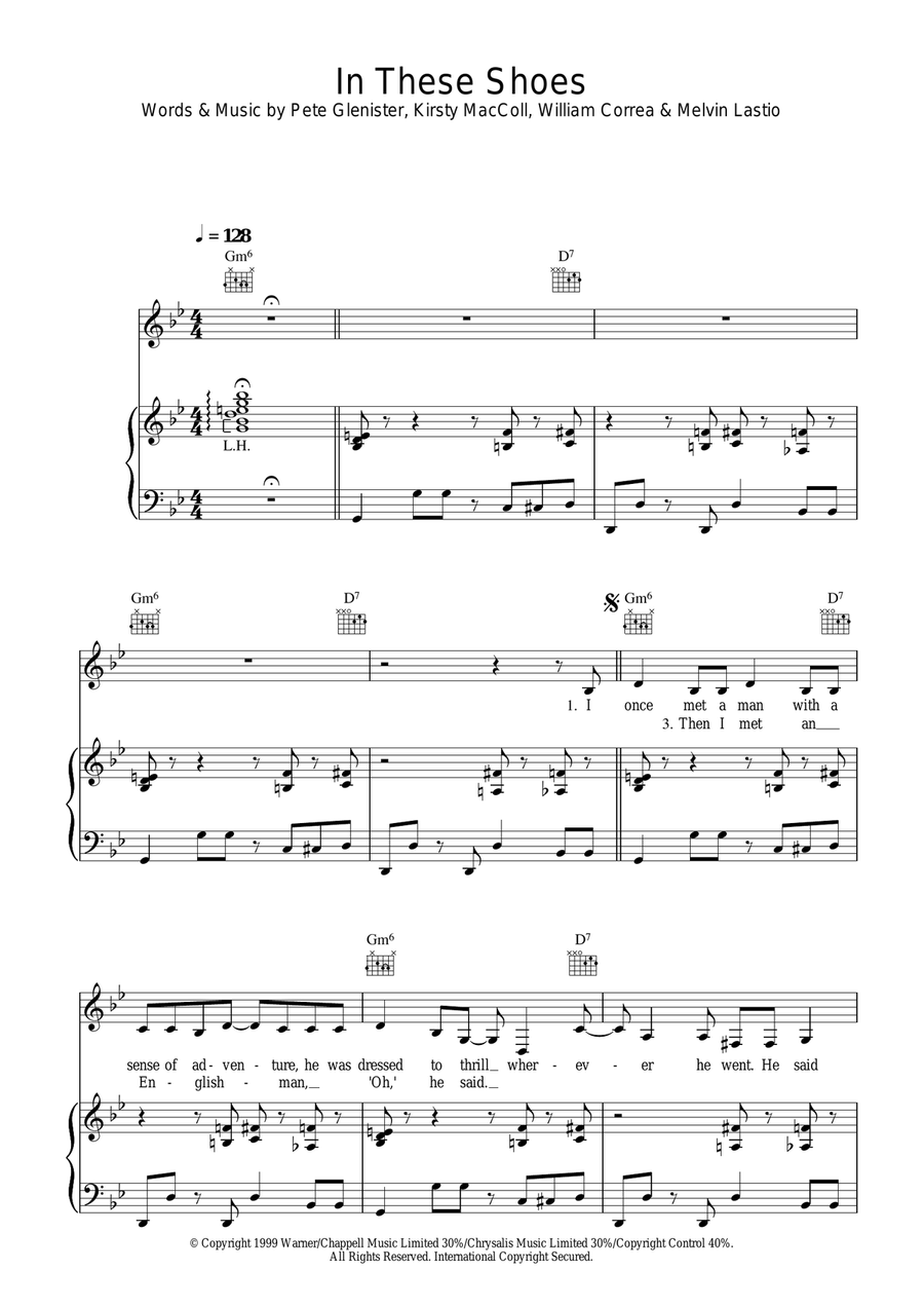 In These Shoes Piano, Vocal, Guitar scores gallery preview page 1