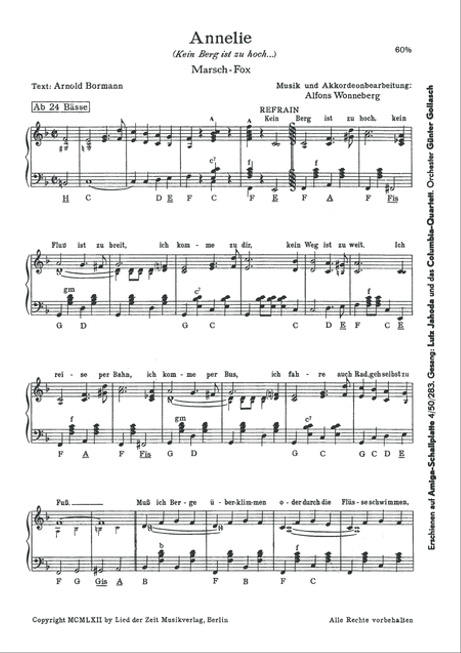 Annelie (Kein Berg ist zu hoch...) Piano, Vocal, Guitar scores gallery preview page 3