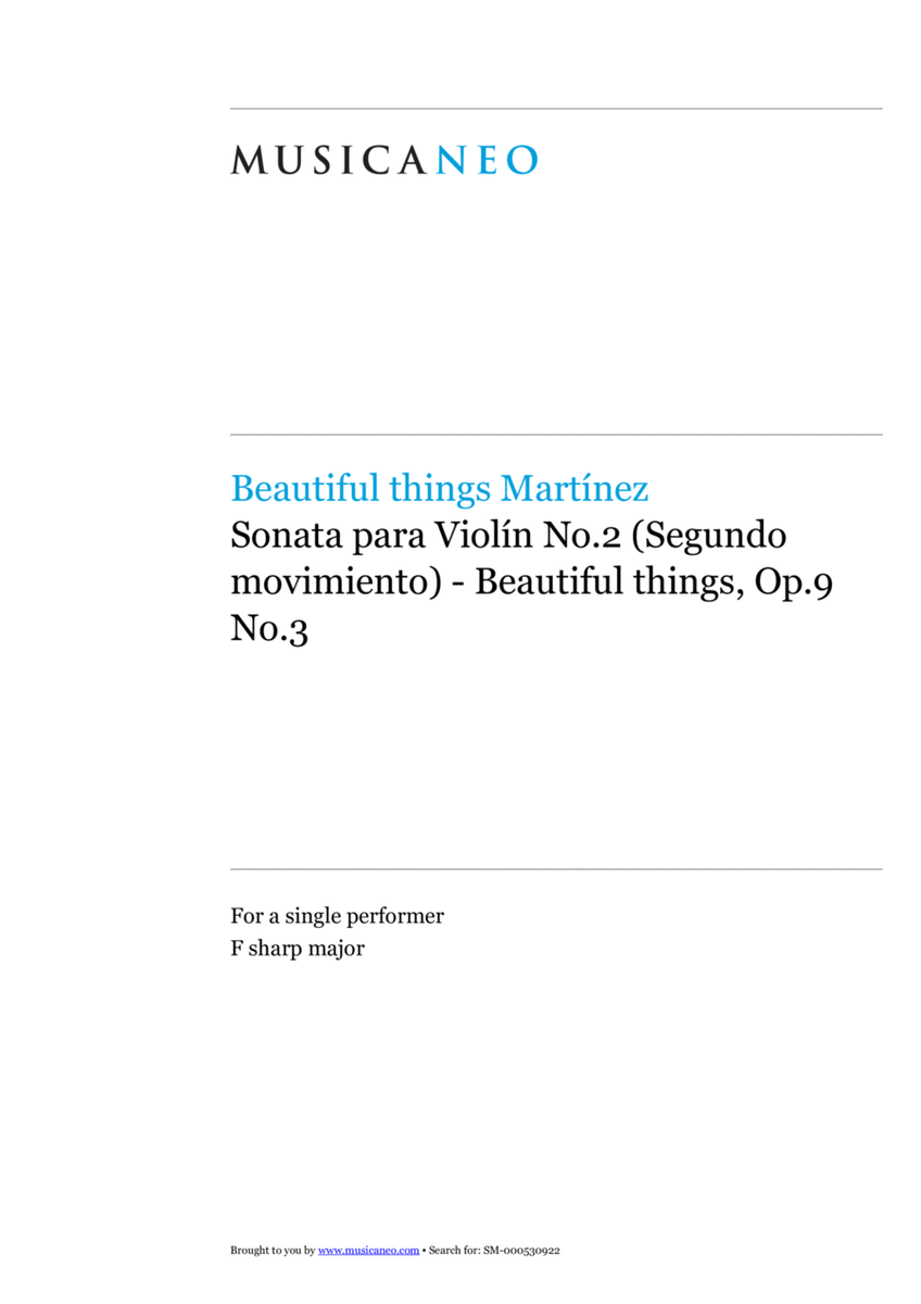 Sonata para Violín No.2(Segundo movimiento)-Beautiful things Op.9 No.3