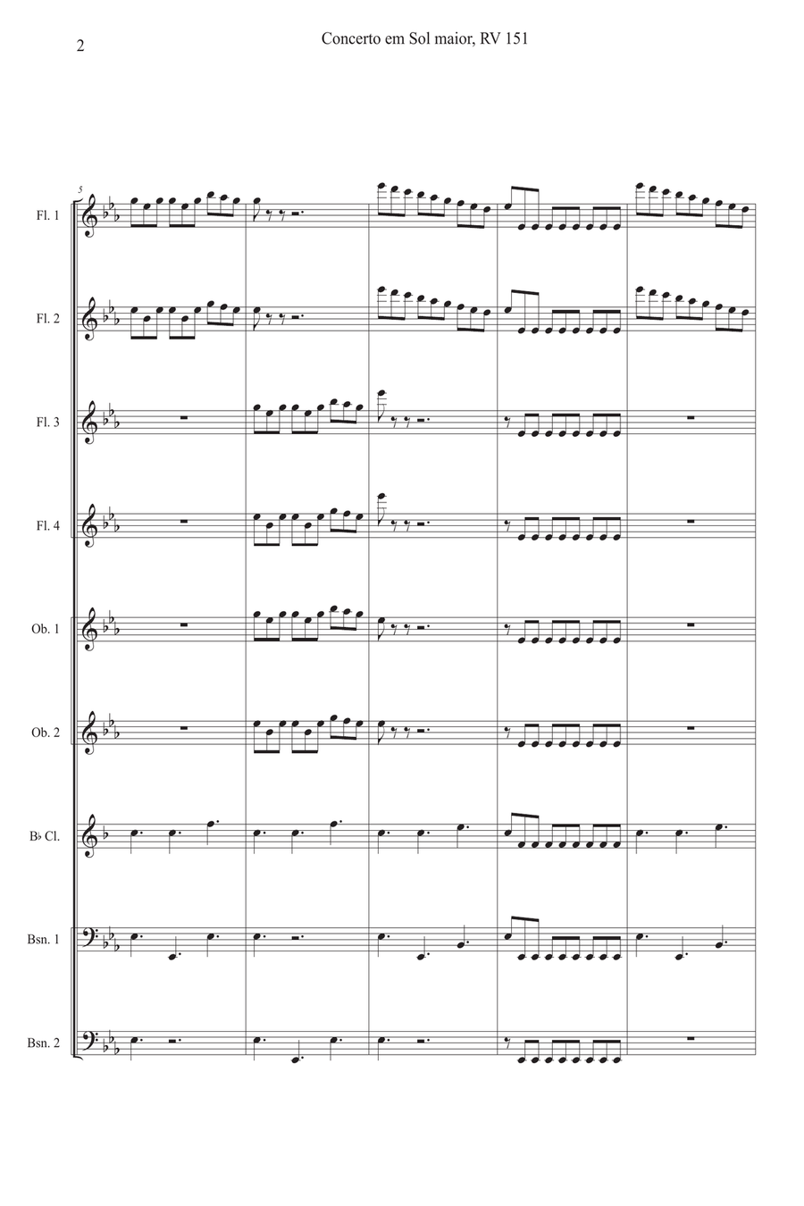 Concerto in G Alla Rustica Woodwind Ensemble scores gallery preview page 2