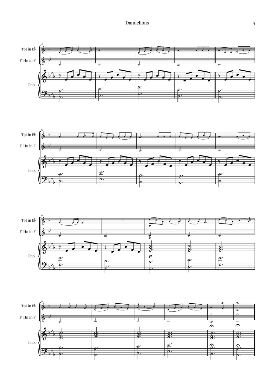 Dandelions Brass Duet scores gallery preview page 5