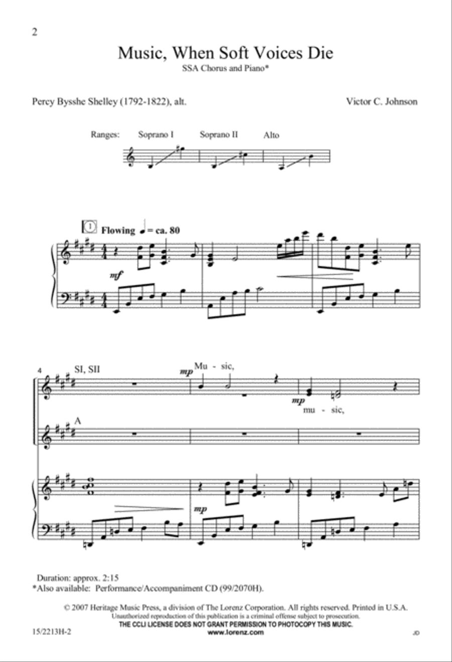 Music, When Soft Voices Die SSA scores gallery preview page 3