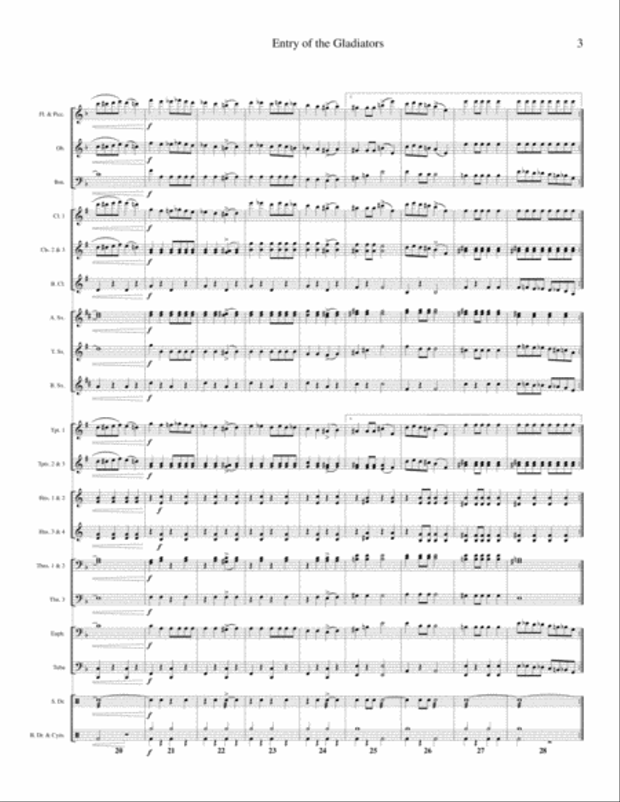 Julius Fucik - Entry of the Gladiators (Thunder and Blazes) for Wind Band Concert Band scores gallery preview page 3