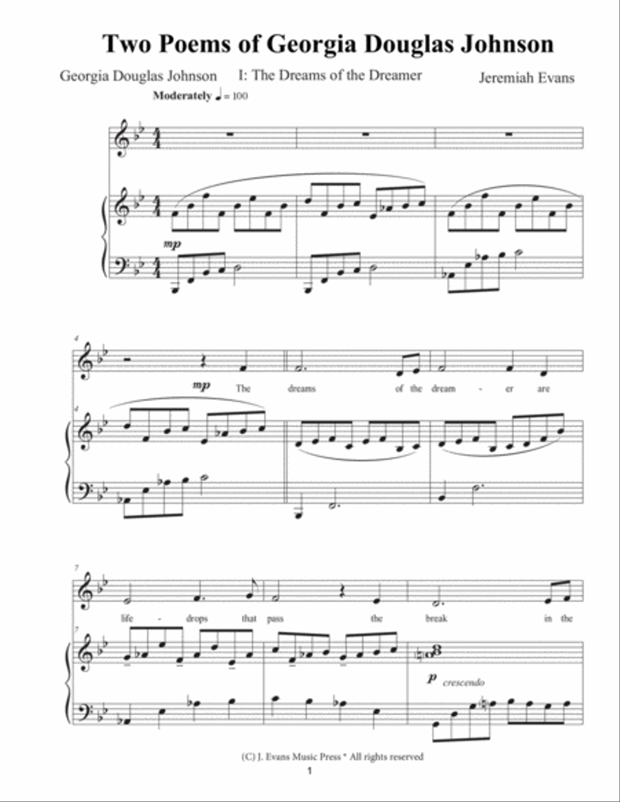 Two Poems of Georgia Douglas Johnson Chamber Music scores gallery preview page 2
