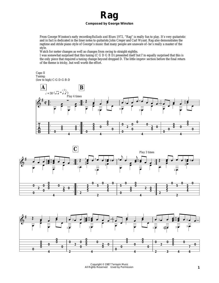 Rag Rag Acoustic Guitar scores gallery preview page 1