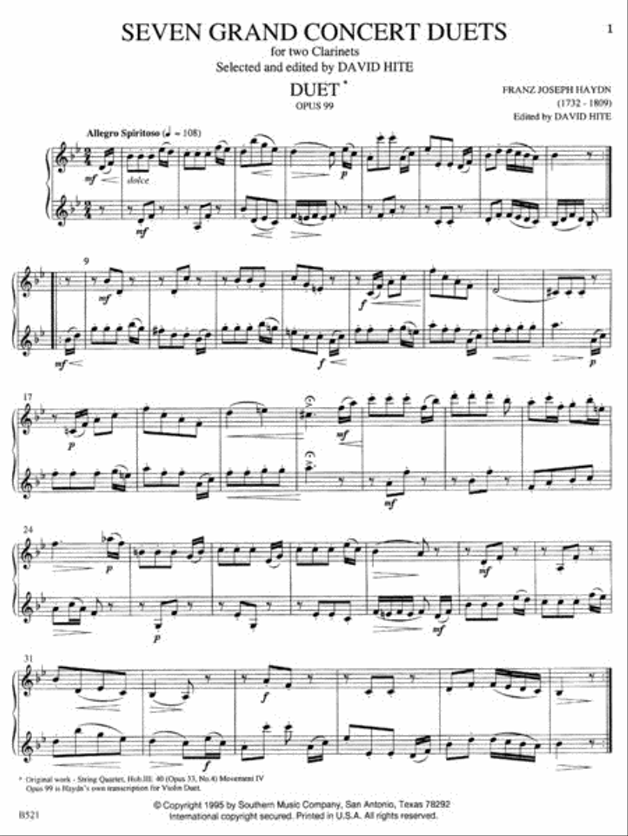 Seven Grand Concert Duets Clarinet Duet scores gallery preview page 2
