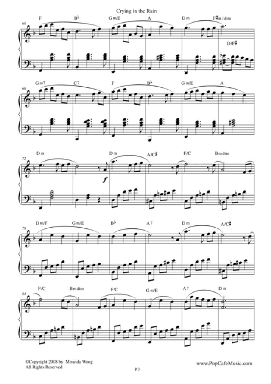 Crying in the Rain - Beautiful Piano Music No.2 4-Part scores gallery preview page 3